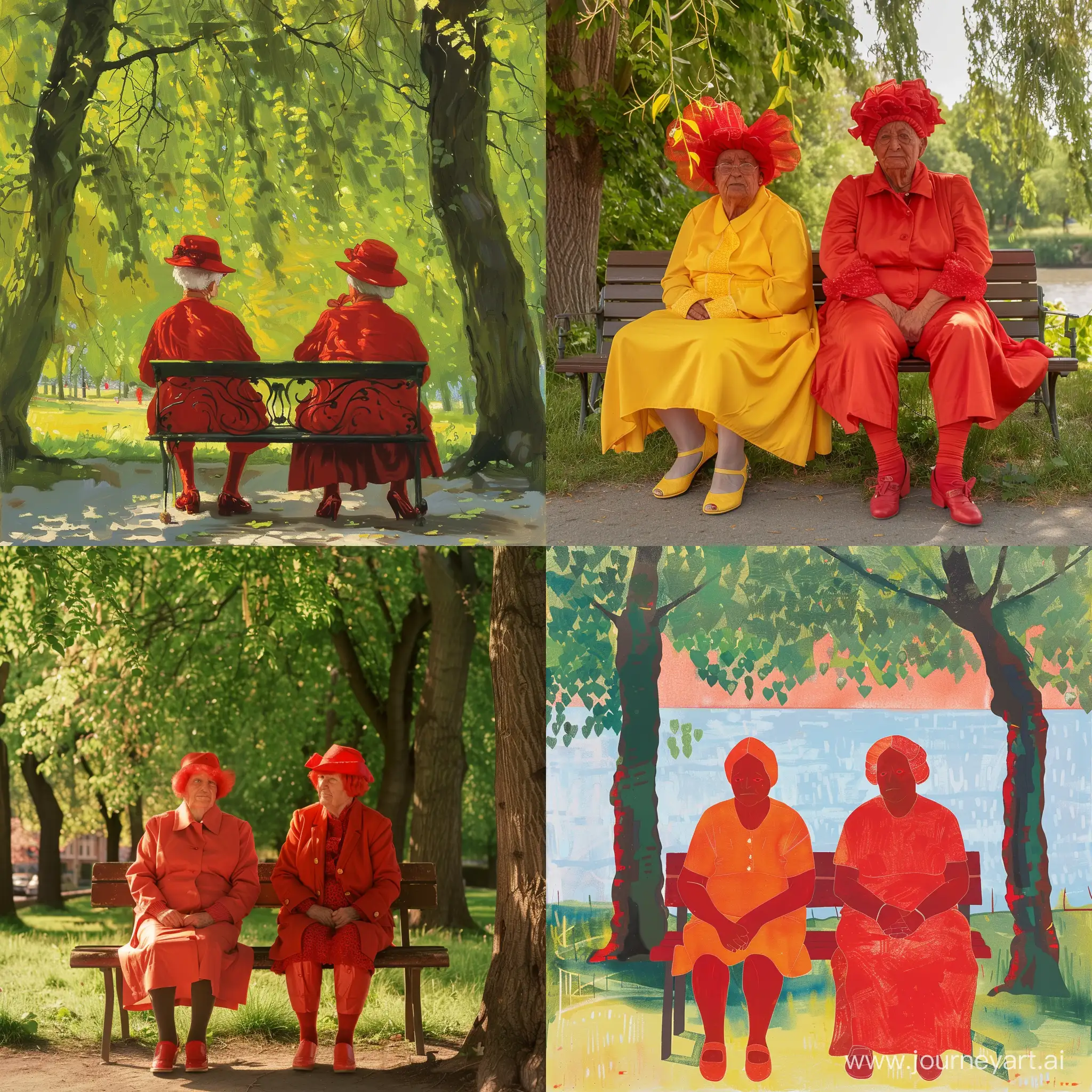 Vibrant-Grandmothers-Relaxing-Under-Linden-Trees-in-Park