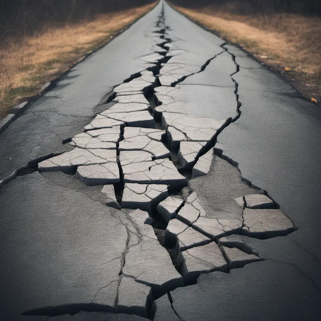 broken road with cracks in it
