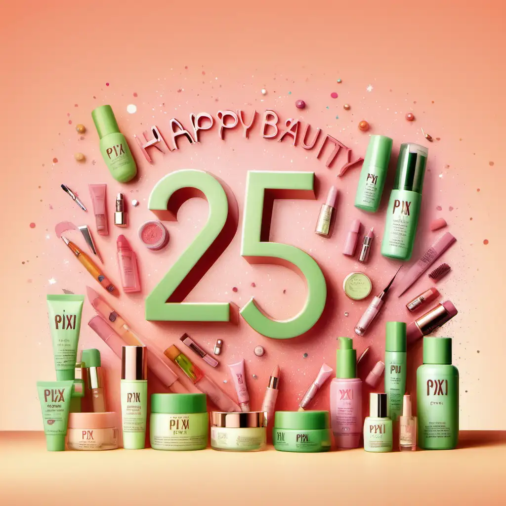 Make a happy 25 years to Pixi Beauty illustration