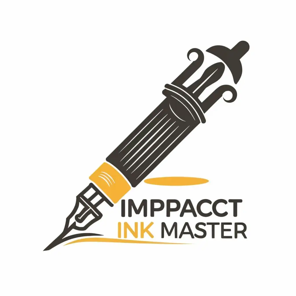logo, Pen and paper, with the text "Impact ink master", typography, be used in Internet industry
