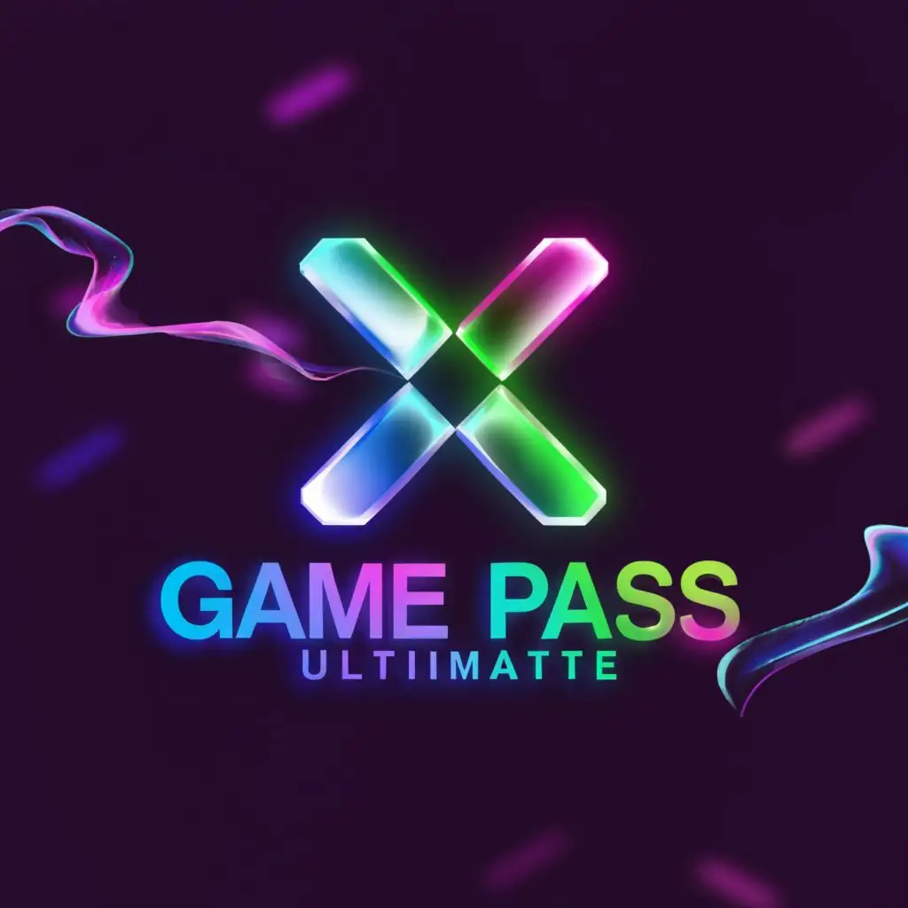 a logo design,with the text "GAME PASS ULTIMATE xbox", main symbol:Online Gamepass Store