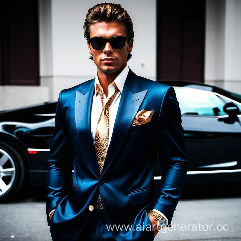 Affluent-Man-Enjoying-Luxury-Lifestyle-with-Exotic-Cars-and-HighEnd-Fashion