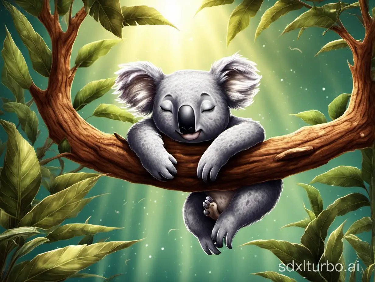a koala is sleeping, but other animals are jumping