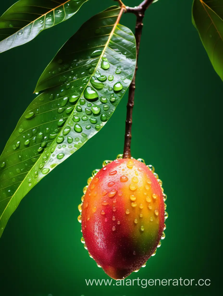 African-Mango-with-Green-Background-and-Water-Droplets