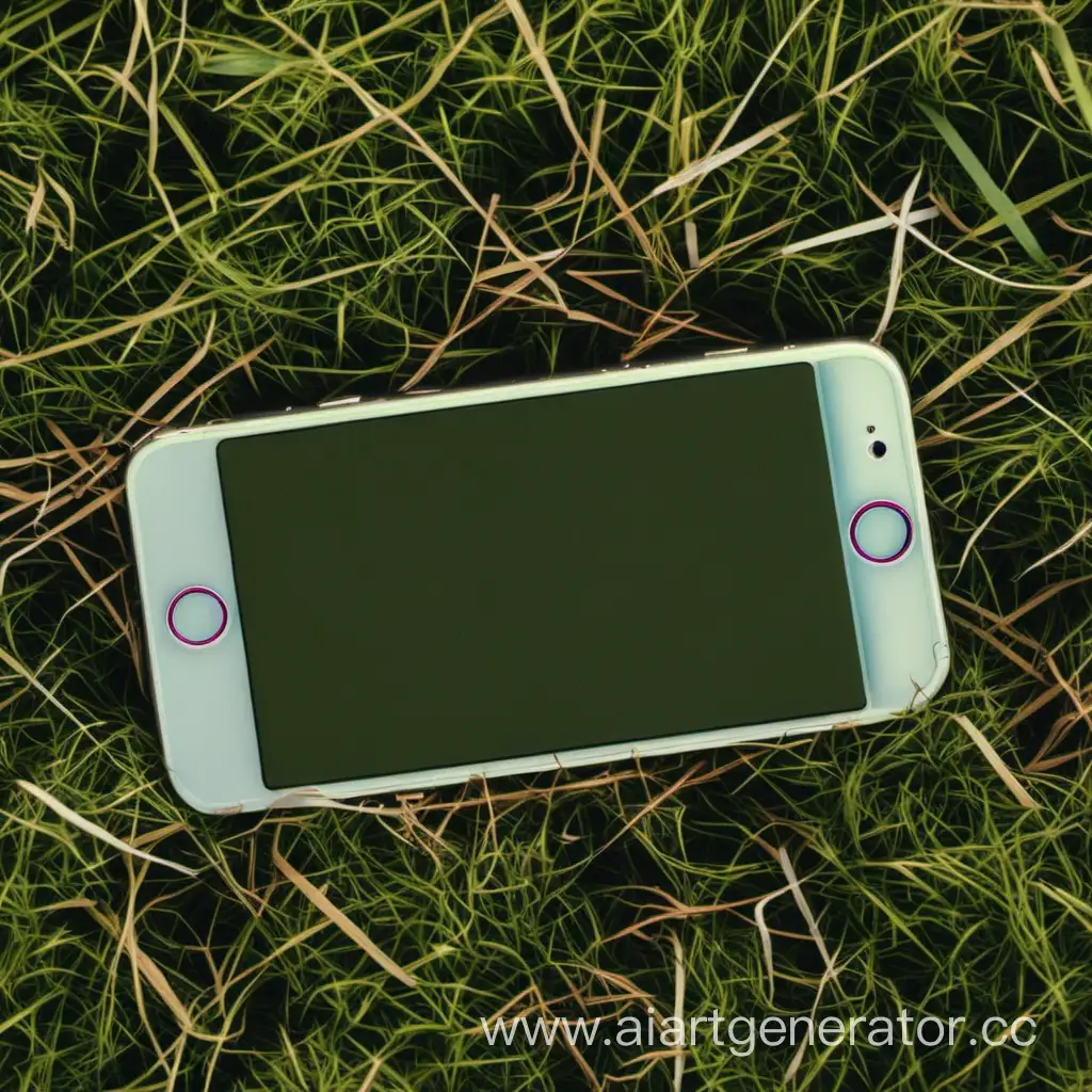 Телефон айфон валяется на траве