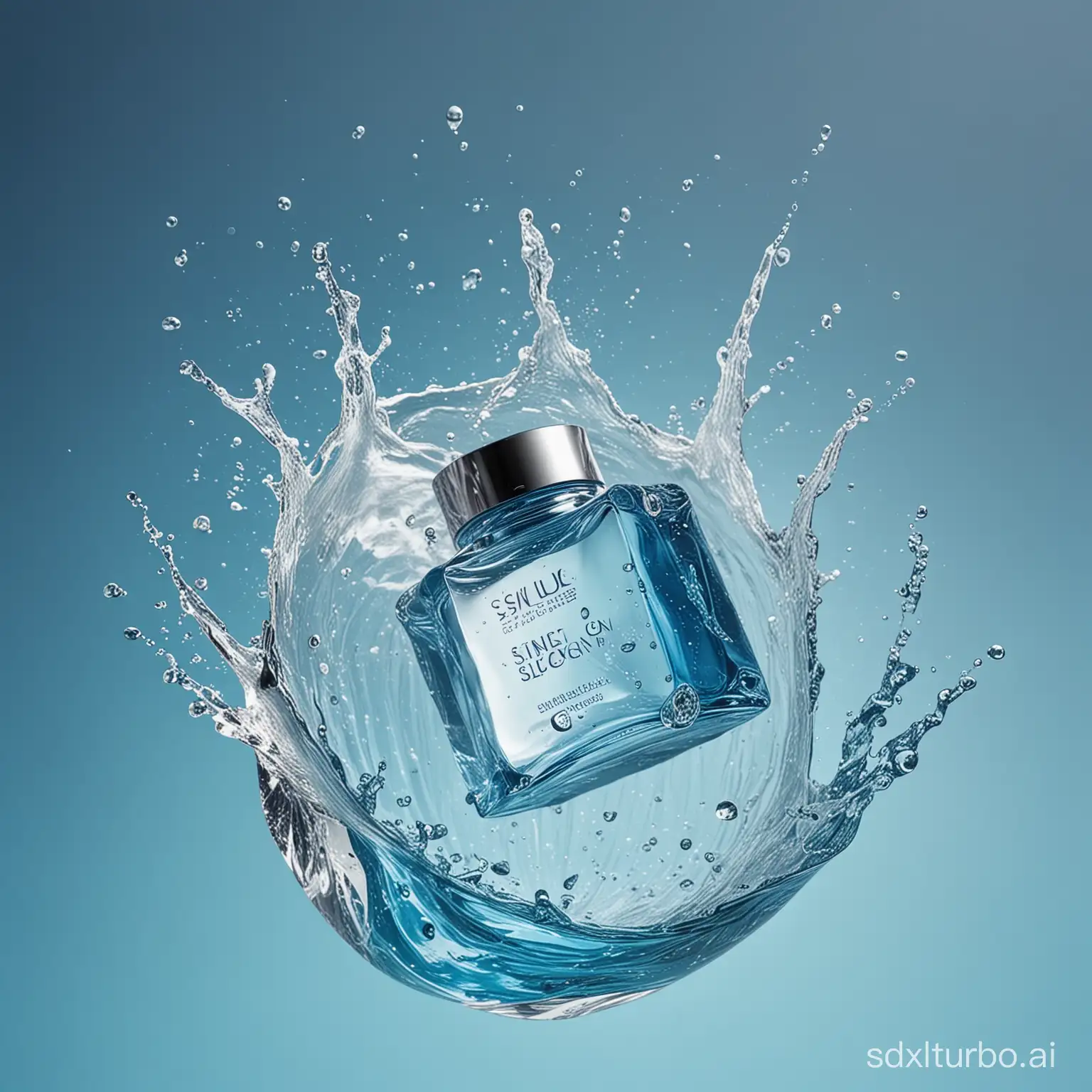 Transparent-Skincare-Product-Splashing-in-Blue-Water