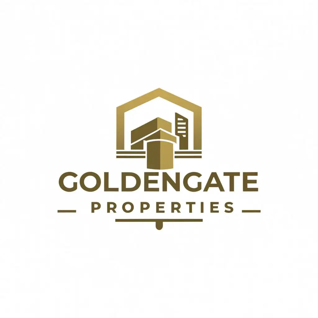 a logo design,with the text "GoldenGate Properties", main symbol:real estate,Moderate,be used in Real Estate industry,clear background