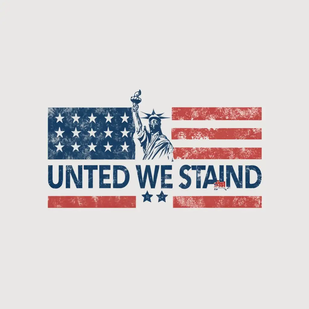a logo design,with the text "United we stand", main symbol:American Flag print

,Minimalistic,clear background