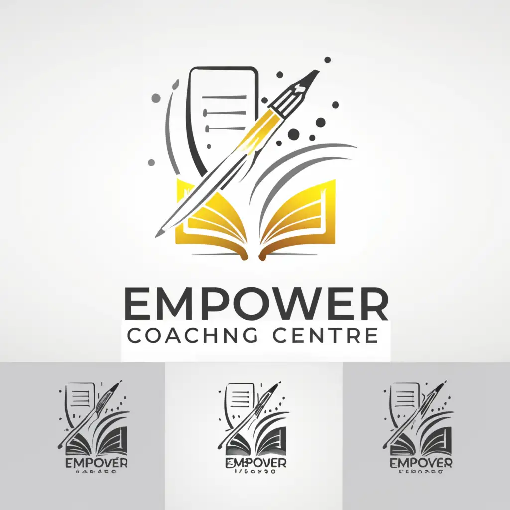 a logo design,with the text "Empower Coaching Centre", main symbol:Book pencil,Moderate,be used in Education industry,clear background