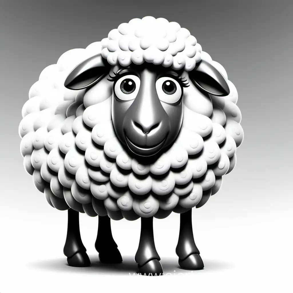 Charming-Black-and-White-Cartoon-Scene-Playful-Children-and-Adult-Sheep-in-The-Secret-Life-of-Pets-Style