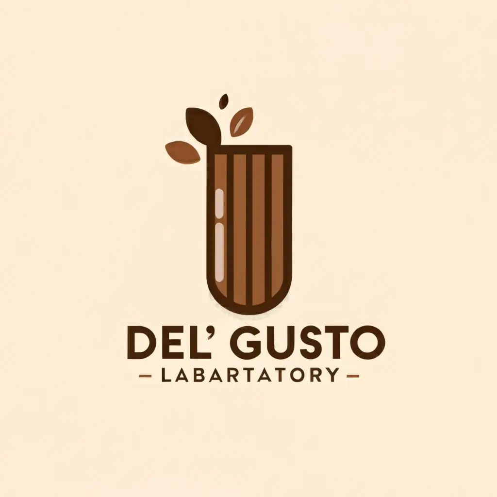 a logo design,with the text "Del' Gusto Laboratory", main symbol:chocolate bar, chocolate, candy,Минималистичный,be used in Другие industry,clear background