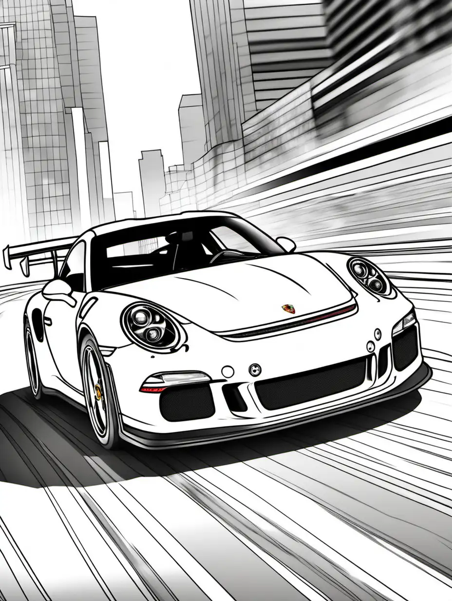 Porsche GT3s Driving Together Coloring Page