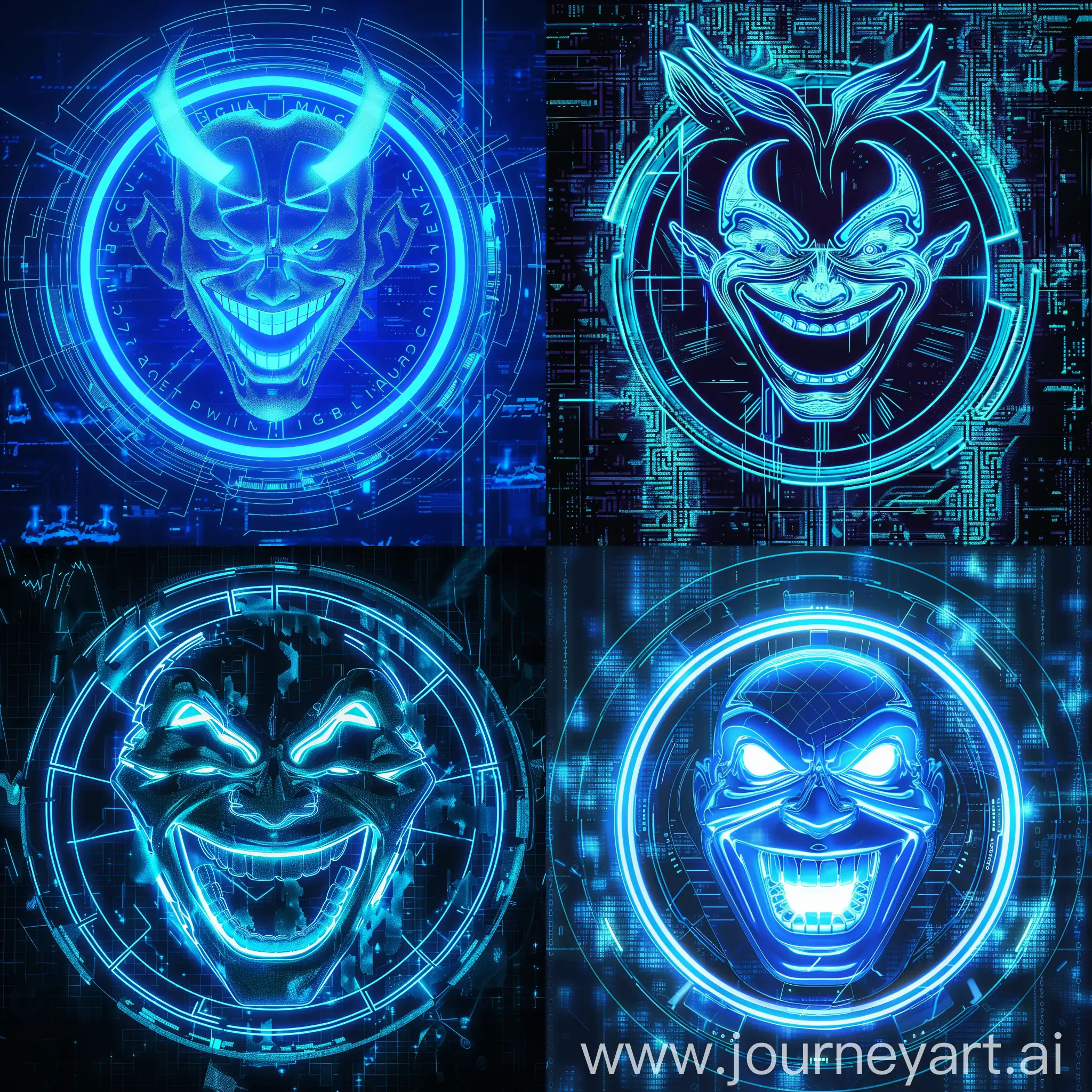 Neon-Blue-Laughing-Man-Logo-Wallpaper-with-Matrix-Background