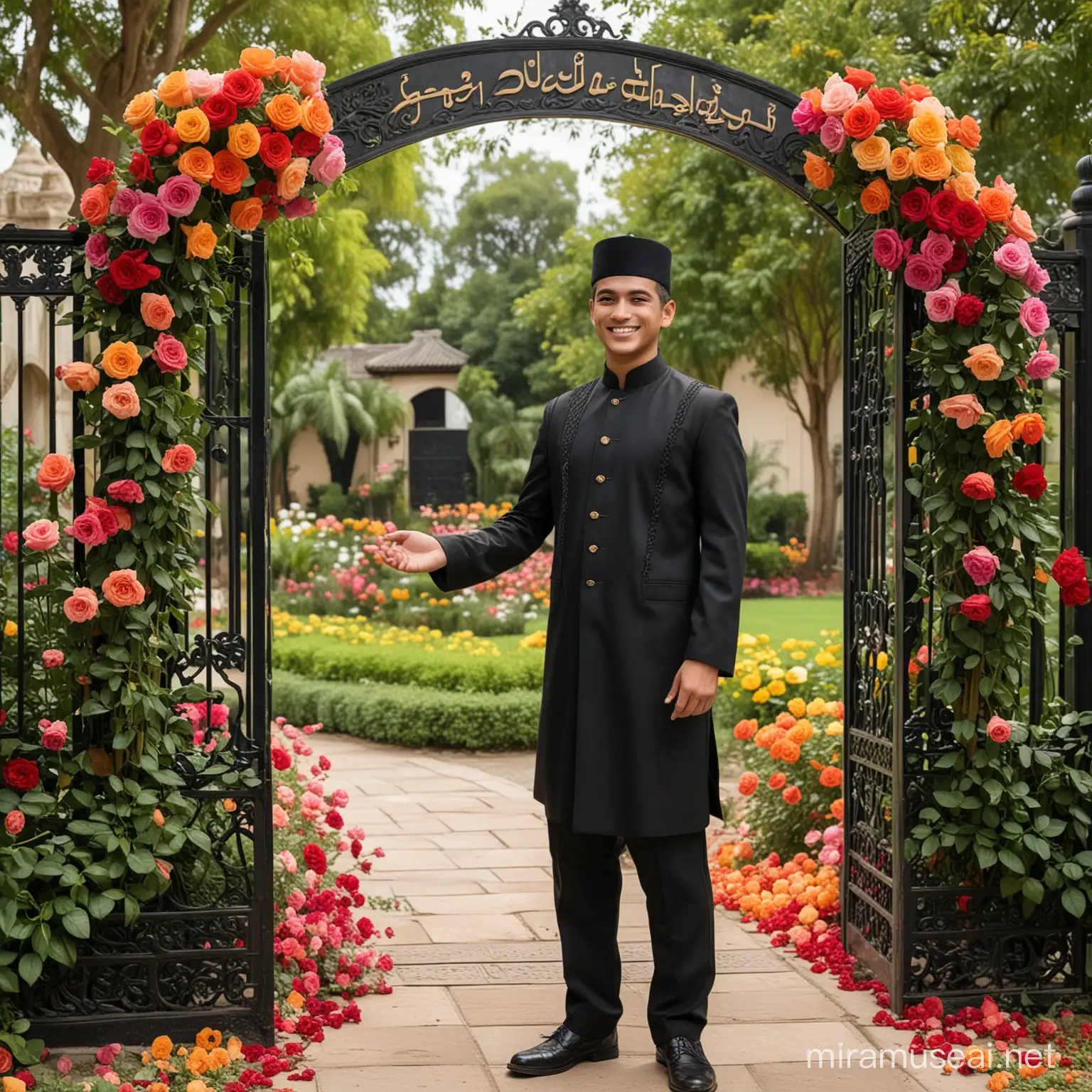 Elegant Young Man in Luxurious Jazz Suit at BUMI SHOLAWAT BINTANG SELATAN Garden