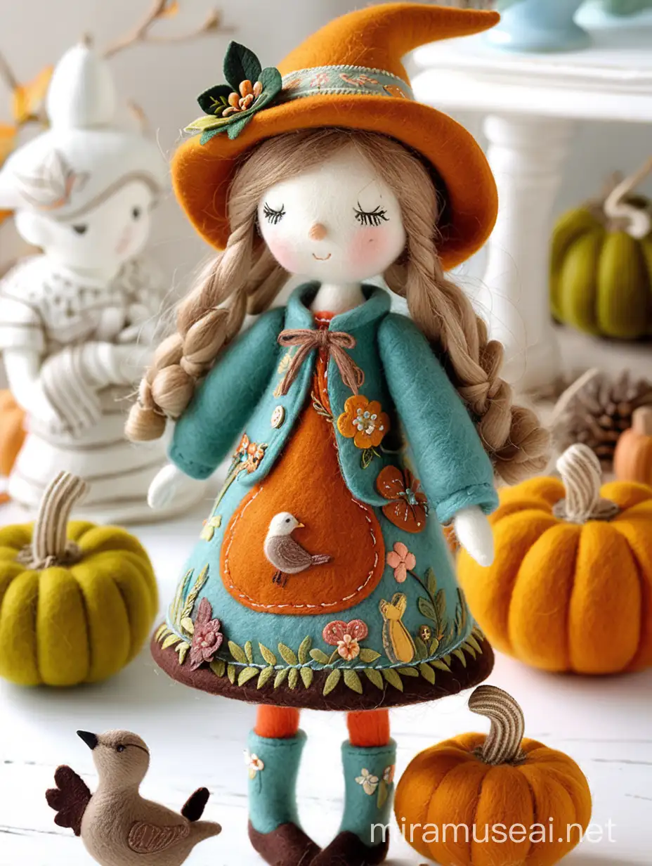Adorable Wool Felted Witch Doll in PIP STUDIO Style
