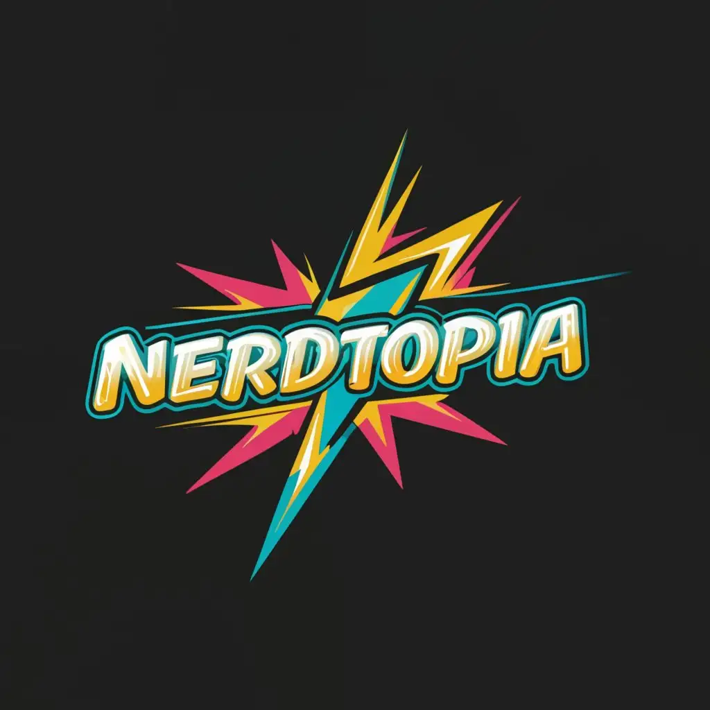 a logo design,with the text "Nerdtopia", main symbol:Lightning bolt,Moderate,clear background
