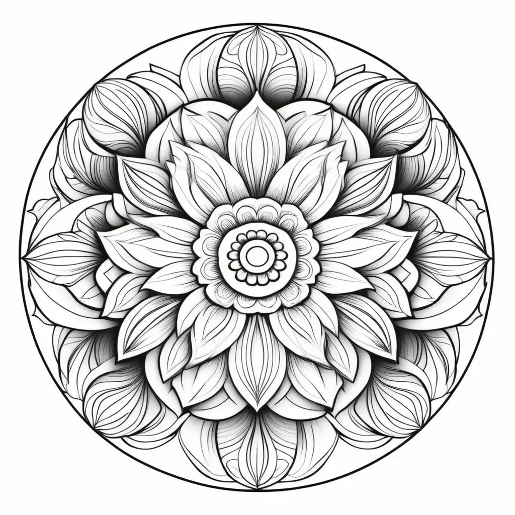 Exquisite Floral Mandala Outlined Design for Adult Coloring Book