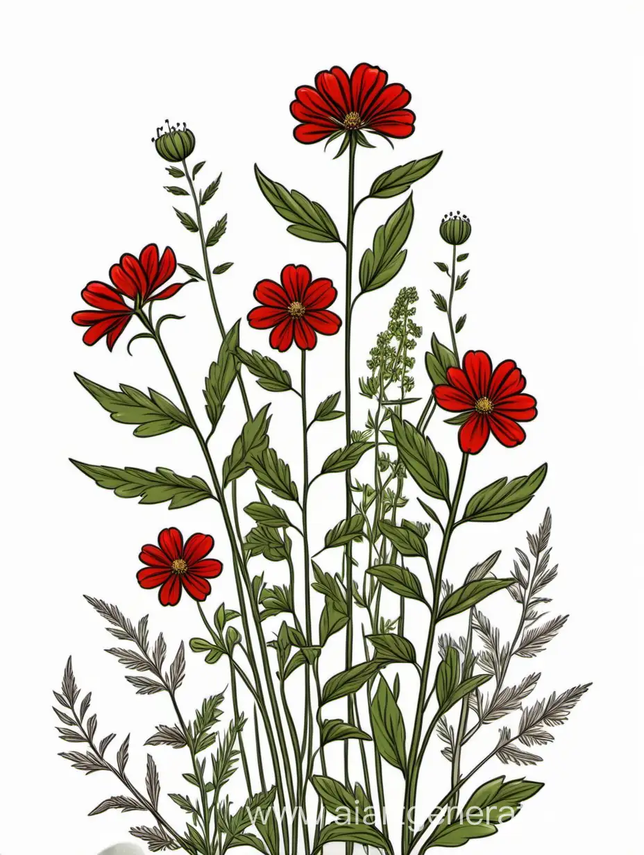 Elegant-Red-Wildflower-Cluster-Botanical-Line-Art-in-4K