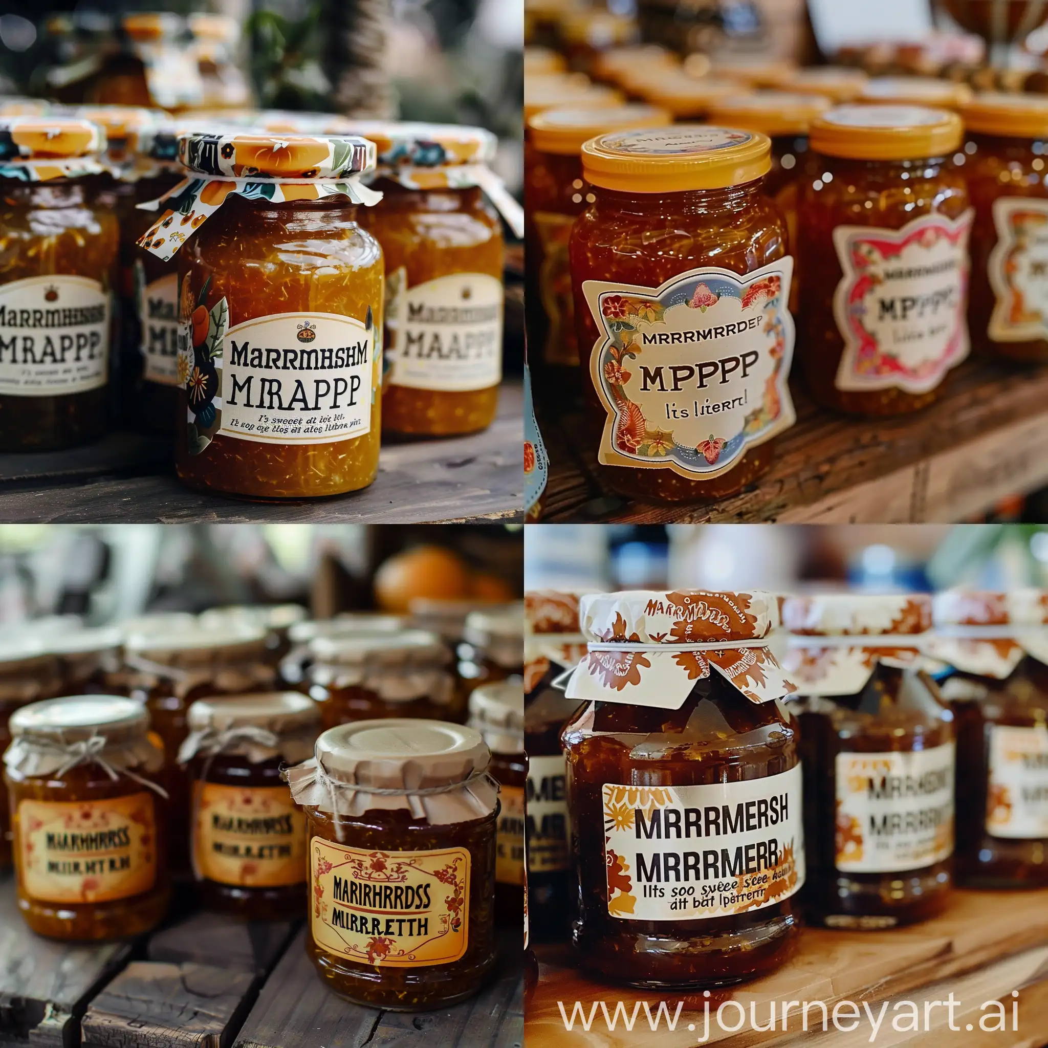 Marmalade jar labels with the words "Marmaladies Marmalade" And "Its so sweeeeet and a little bit bitterrr"