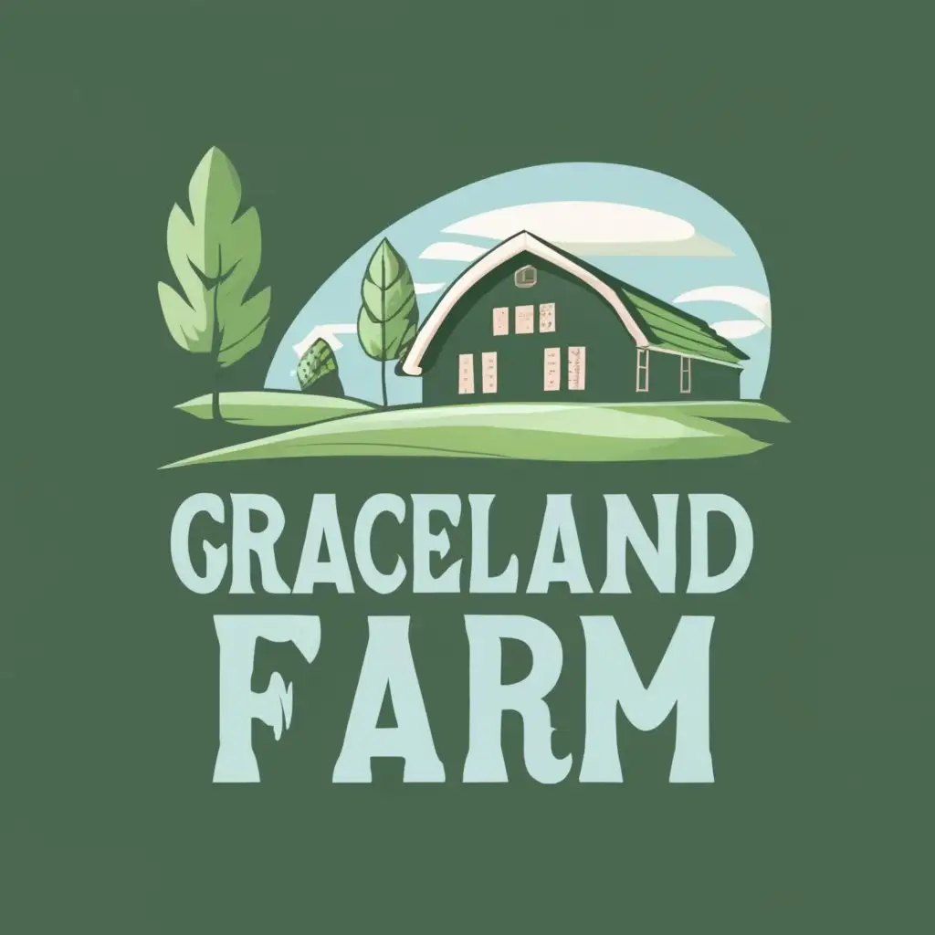 logo, a motel, a farm, event center , with the text "Graceland farm", typography, be used in Entertainment industry