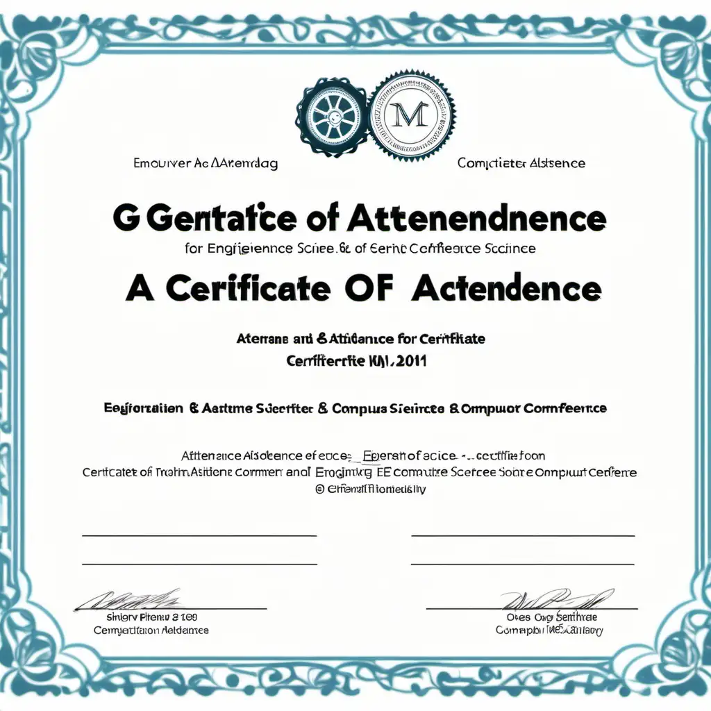Generate a certificate of attendance for an engineering and computer science conference