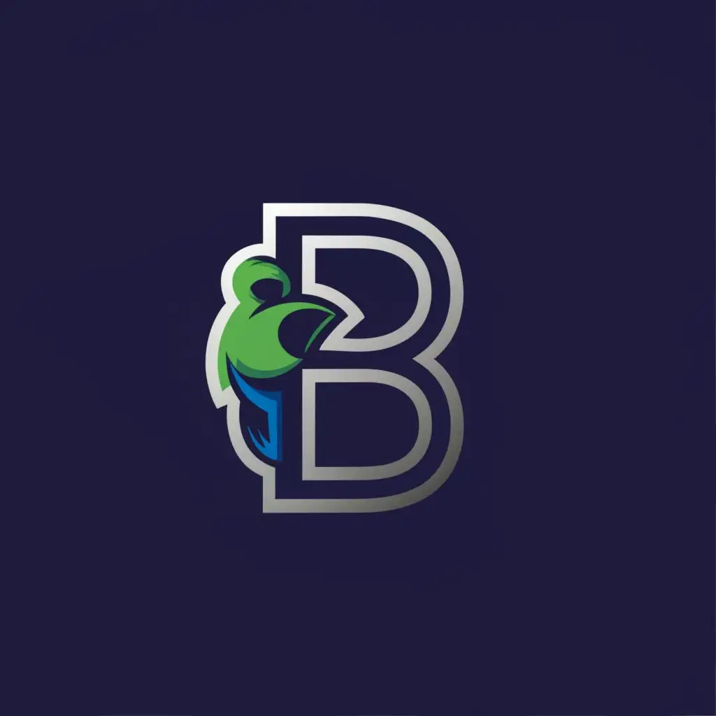 a logo design,with the text 'B', main symbol:football, sport, nature, green, sea, blue,Moderate,clear background, white background