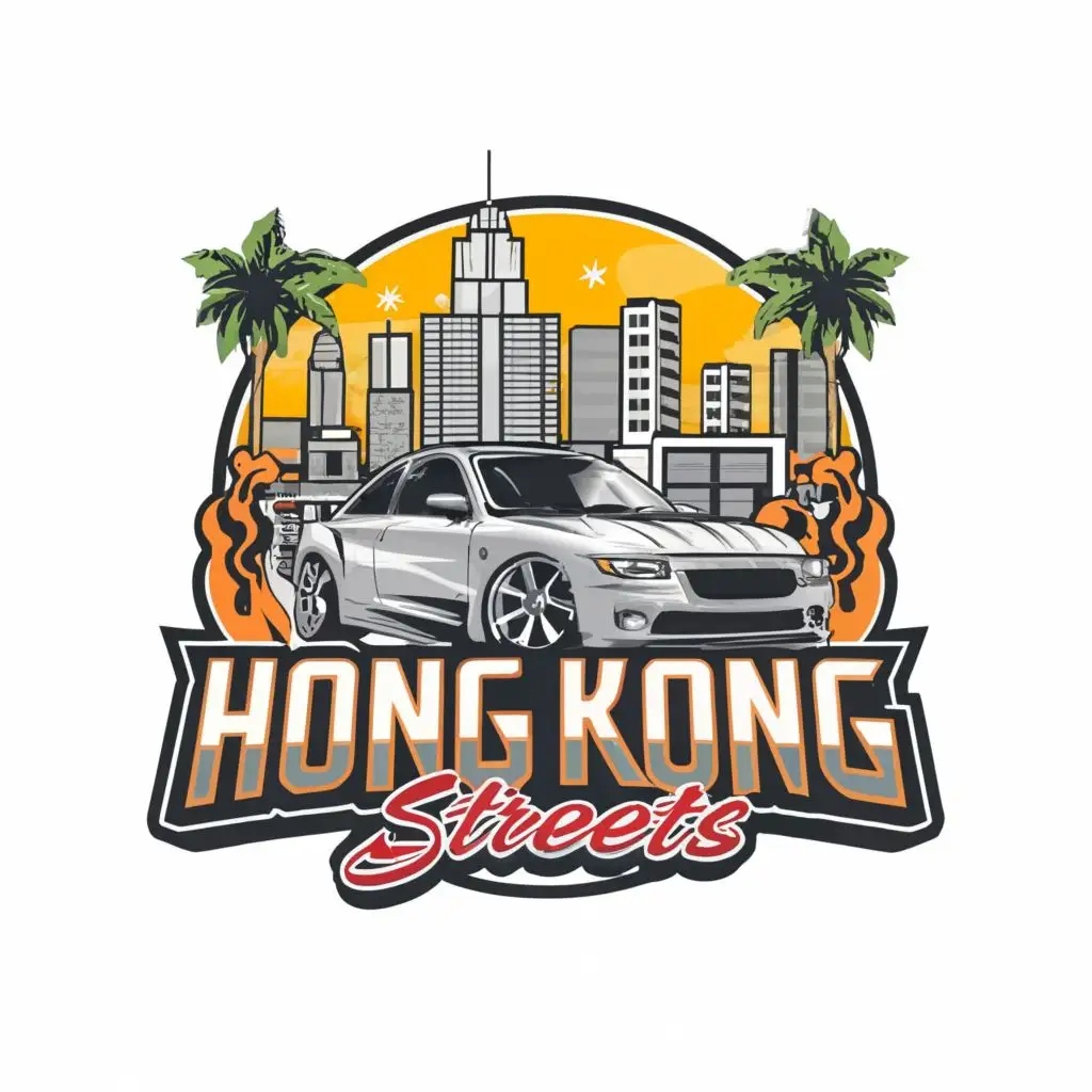 logo, Streets, Drift car, night,BASKETBALL, with the text "Hong Kong Streets", typography, be used in Sports Fitness industry