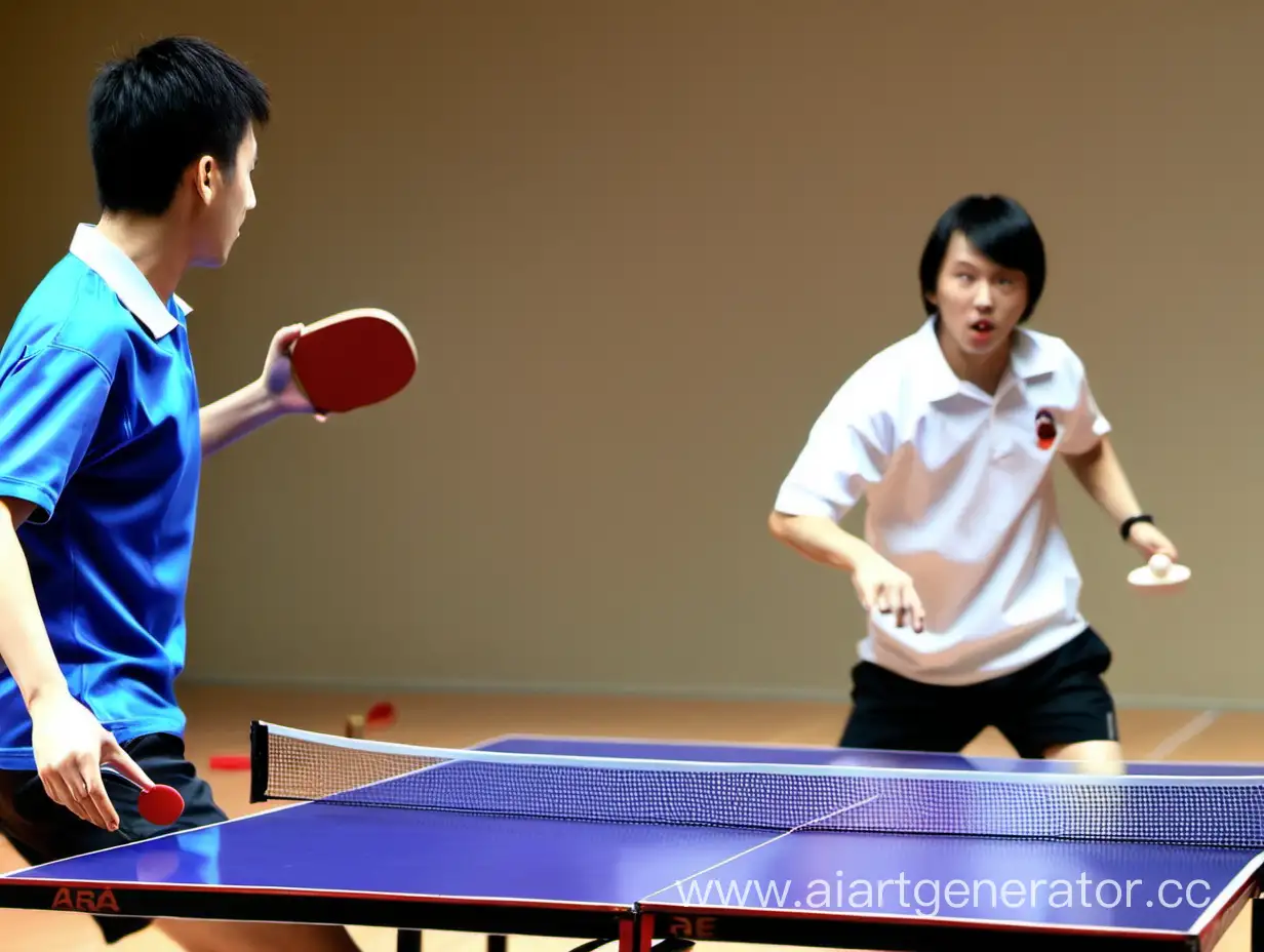 Two-People-Engaged-in-Competitive-Table-Tennis-Match