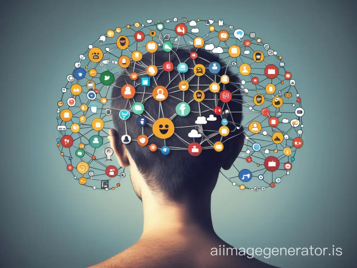 Generate an image illustrating the impact of social networks on mental health