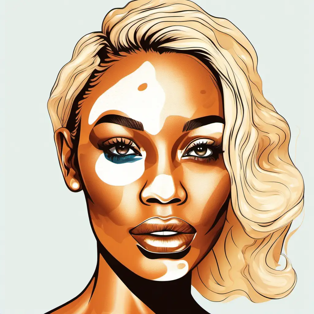 Vibrant Portrait of a Realistic VitiligoAdorned Blonde Woman