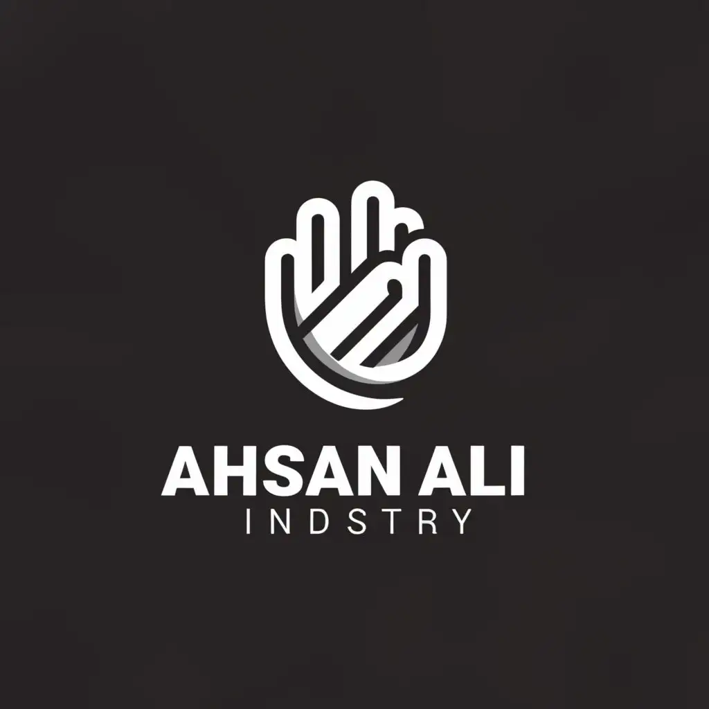 a logo design,with the text "AHSAN ALI INDUSTRY", main symbol:safety gloves,Minimalistic,be used in Sports Fitness industry,clear background