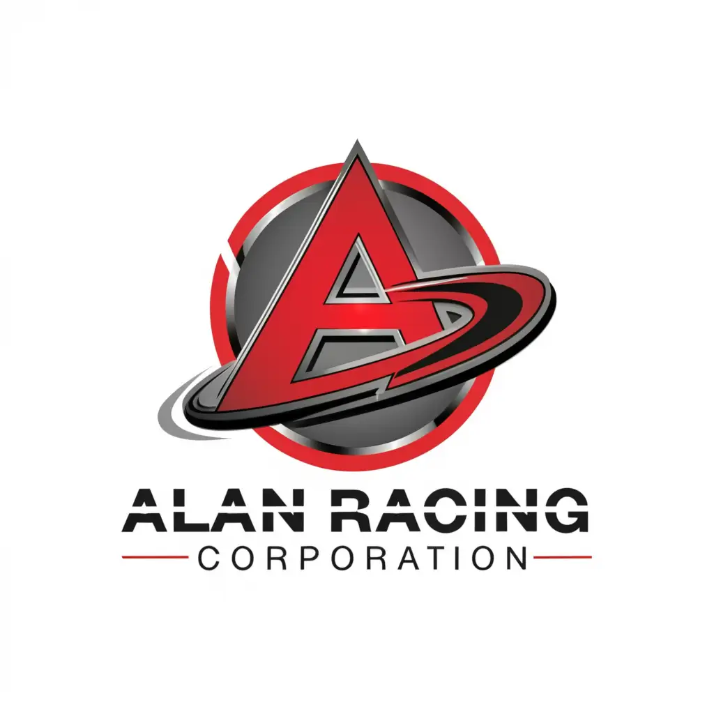 a logo design,with the text 'Alan Racing Corporation', main symbol: Arrow, circle, with the A in red, Moderate, be used in Automotive industry, clear background