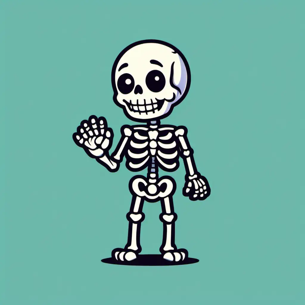 Friendly Skeleton Waving Hello in Playful Emote Style