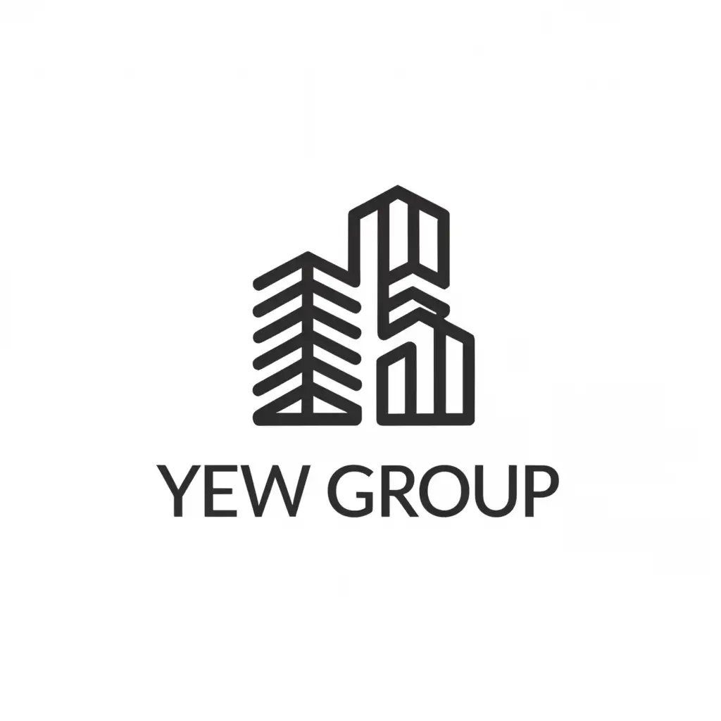 a logo design,with the text "YEW GROUP", main symbol:buildings,Minimalistic,be used in Real Estate industry,clear background