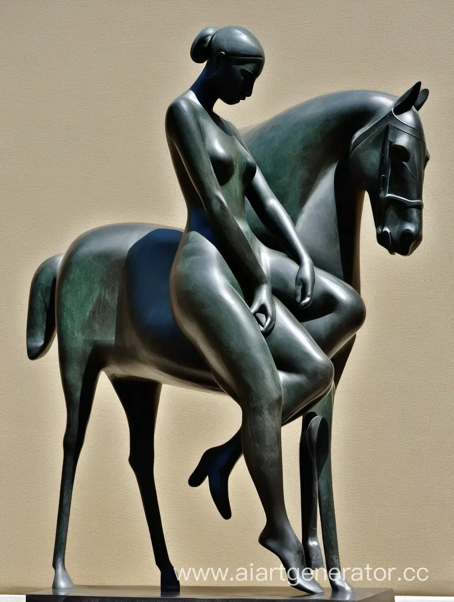 Girl-and-Horse-in-Dynamic-Motion-Marino-Marini-Inspired-Art