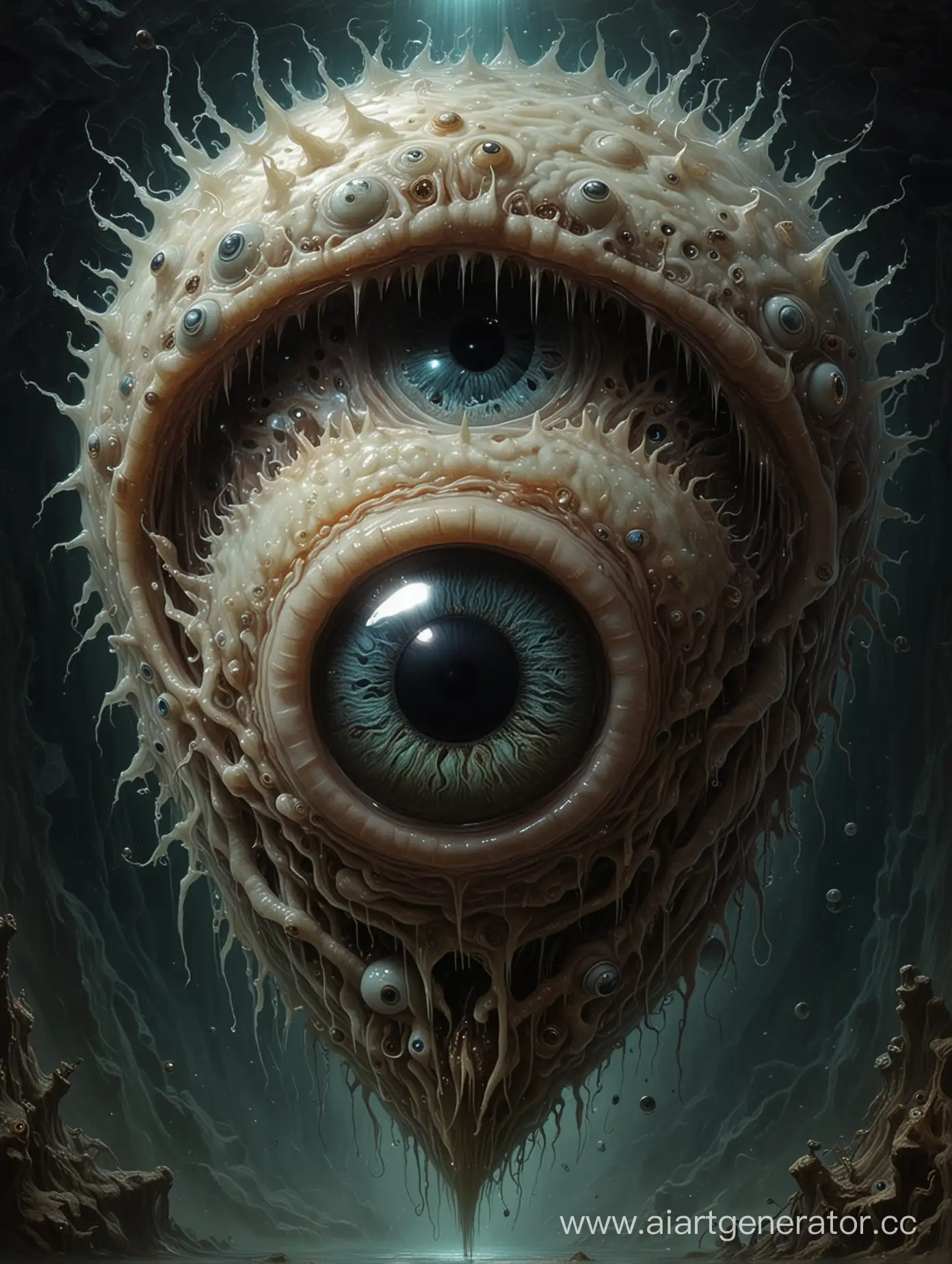 у бехолдера  находящегося под влиянием Бездны, сложные глаза, и он выглядит как плавающая циклопическая голова мухи