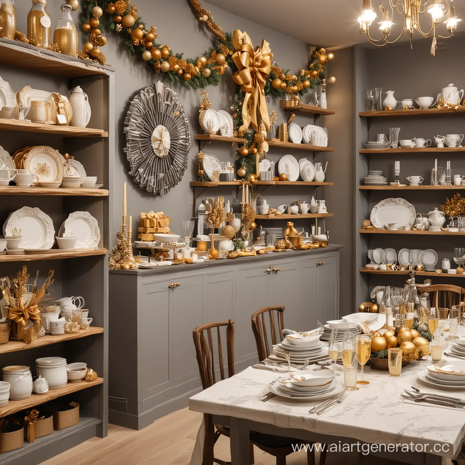 Festive-New-Years-Table-Setting-Display-in-Decorated-Tableware-Store