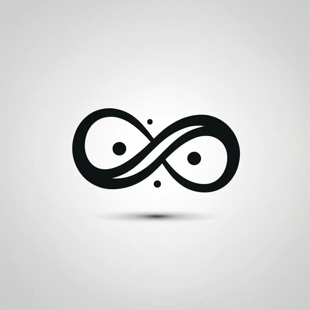 Minimalistic Infinity Symbol with Two Dots Black Vector Design