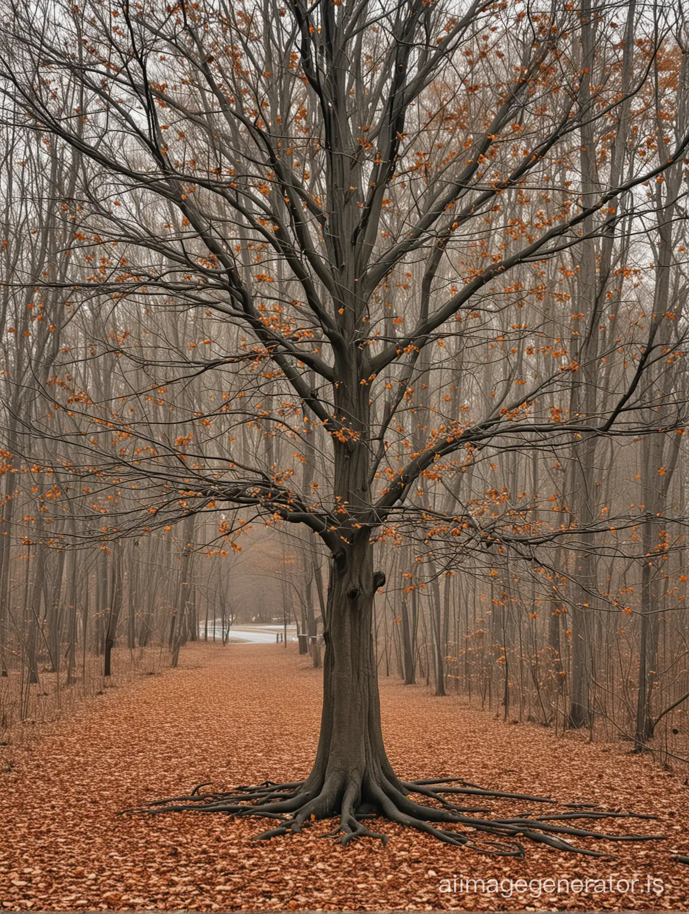 a tree losing its leaves.