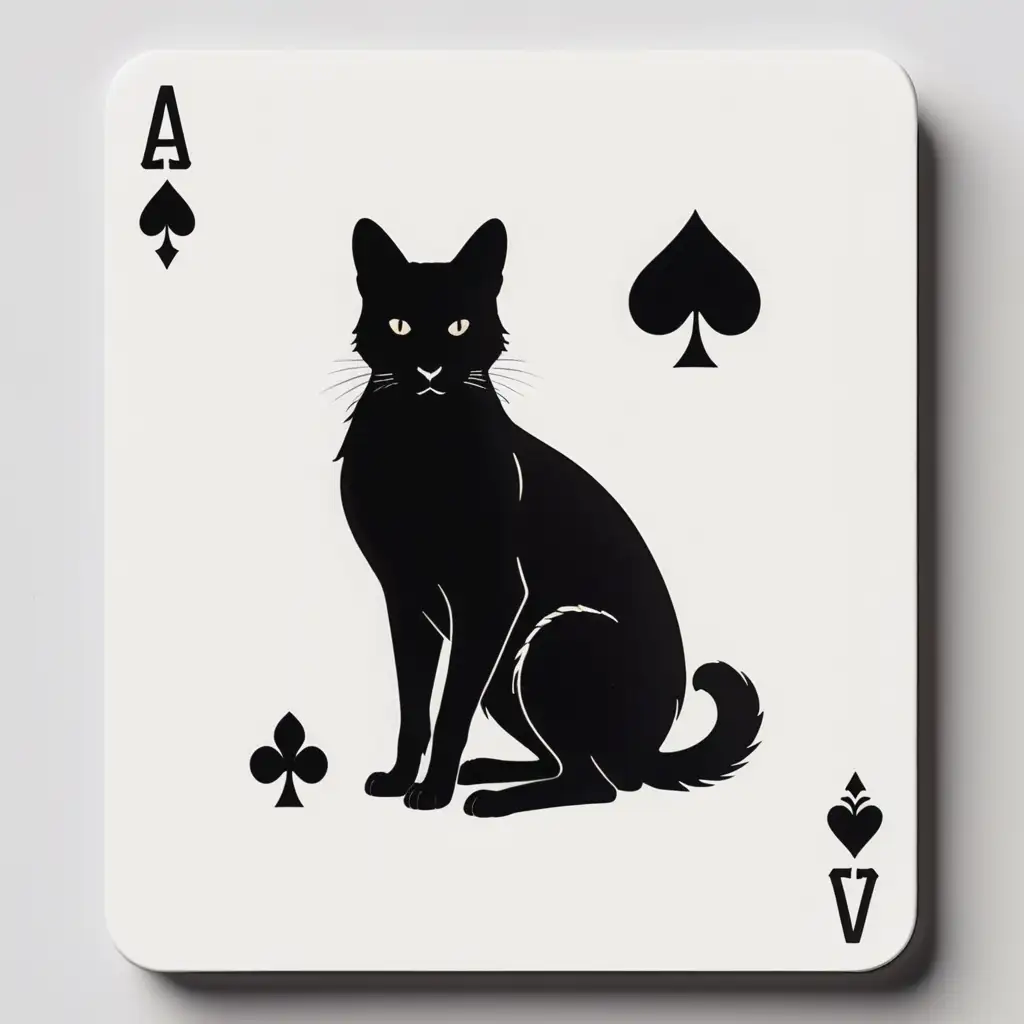 capa de uma carta quadrada de baralho sem naipe dourada com silhueta de animais em preto e branco, com fundo branco e de frente
