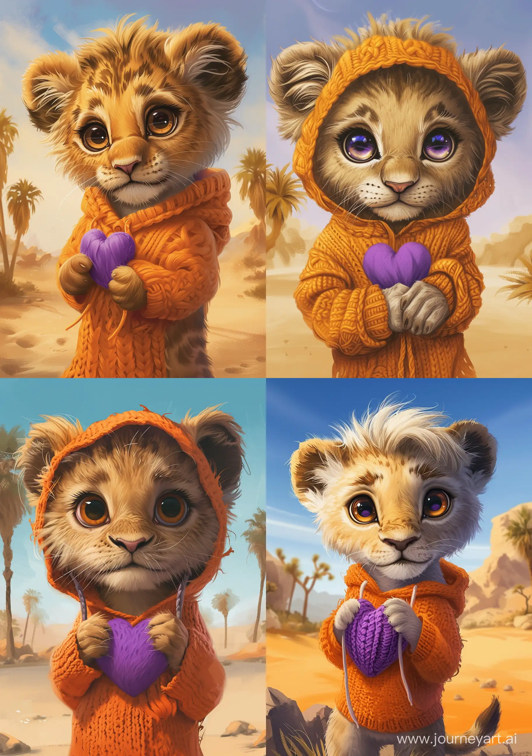 Adorable-Lion-Cub-with-Purple-Heart-in-Desert-Oasis