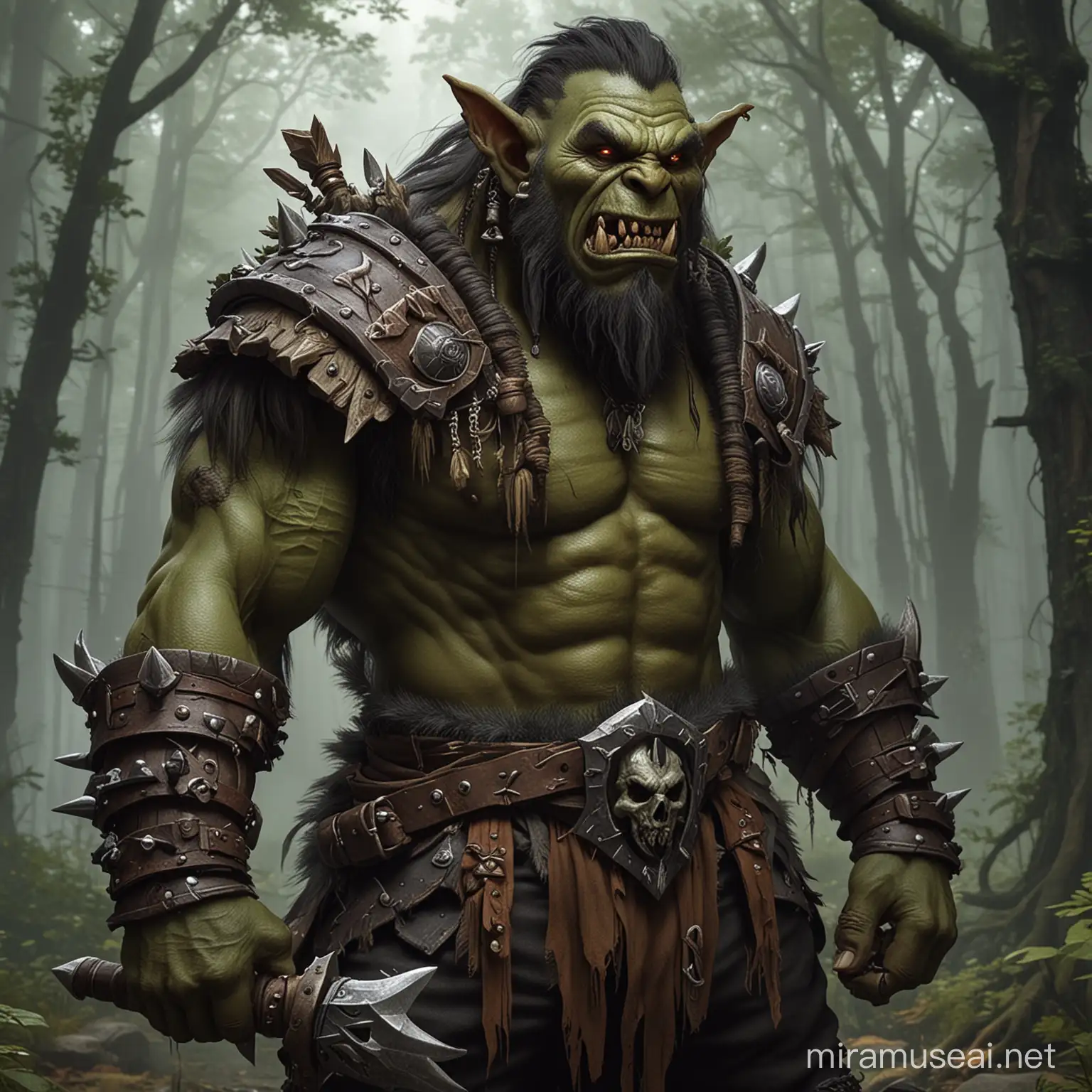 Create me an Male Ork as a Druid in a fantasy world