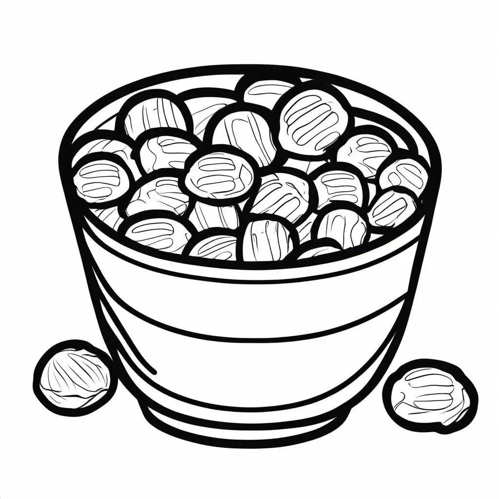 Create a bold and clean line drawing of a Cereal.  without any background
, Coloring Page, black and white, line art, white background, Simplicity, Ample White Space. The background of the coloring page is plain white to make it easy for young children to color within the lines. The outlines of all the subjects are easy to distinguish, making it simple for kids to color without too much difficulty