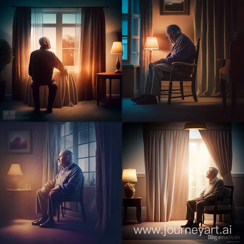 Elderly-Man-Reflecting-on-Life-Serene-Moments-in-Twilight