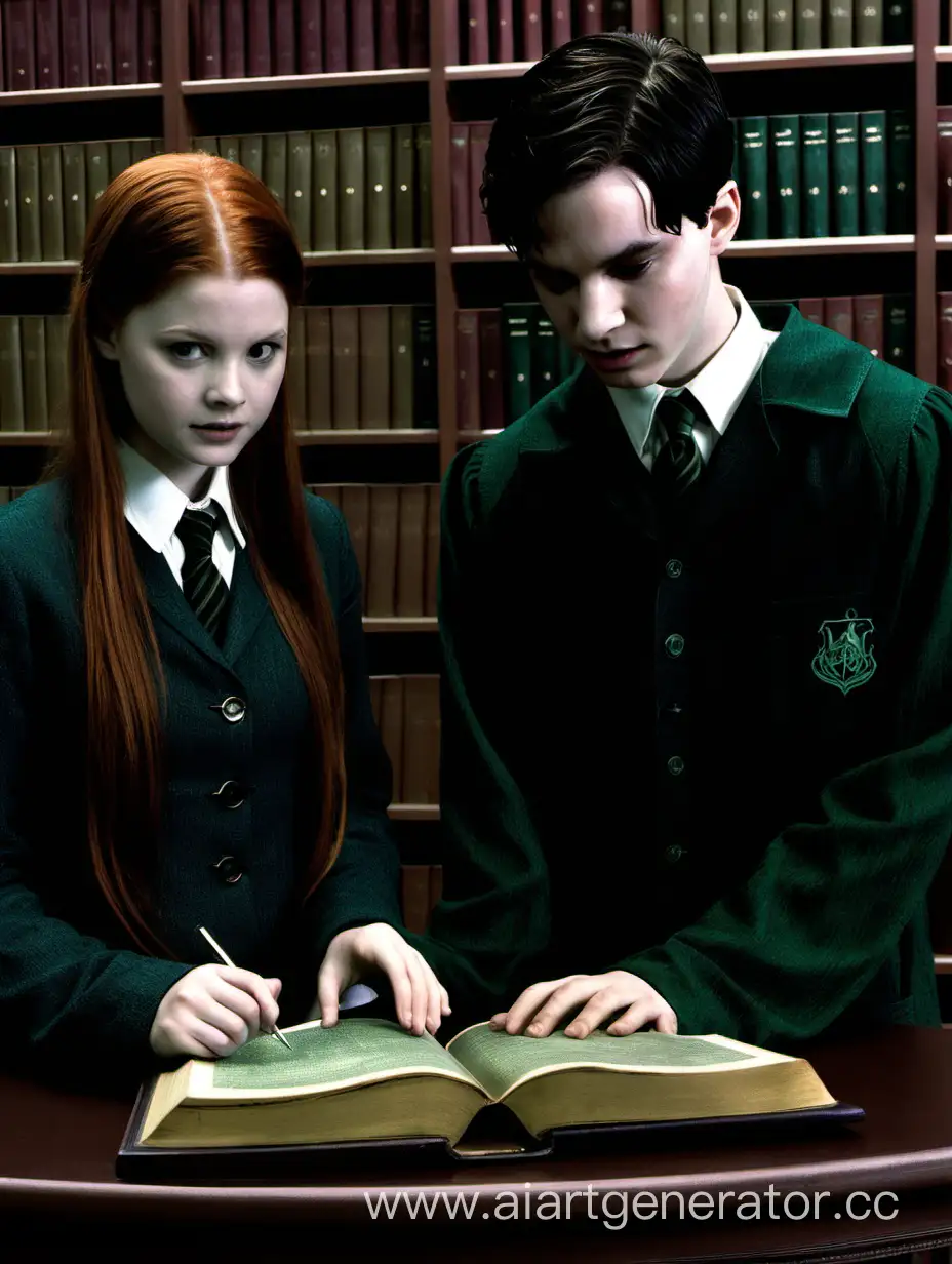 Ginny-Weasley-and-Tom-Riddle-Exploring-the-Enchanted-Library