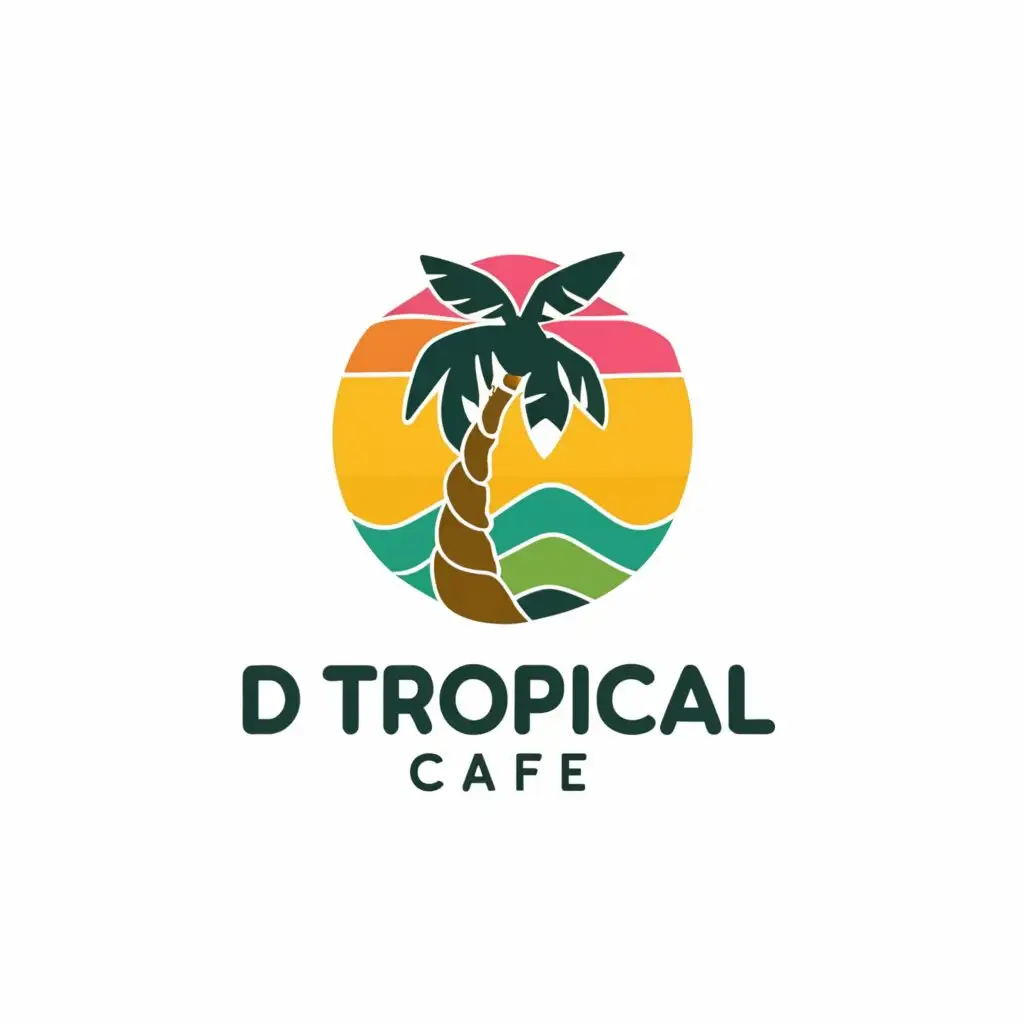 LOGO-Design-For-D-Tropical-Cafe-Vibrant-Tropical-Circle-Emblem-for-FamilyOriented-Atmosphere