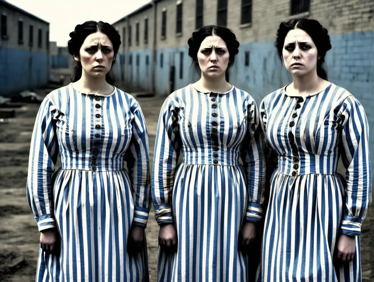 Busty Prisoner Women in 19th Century Yard | MUSE AI