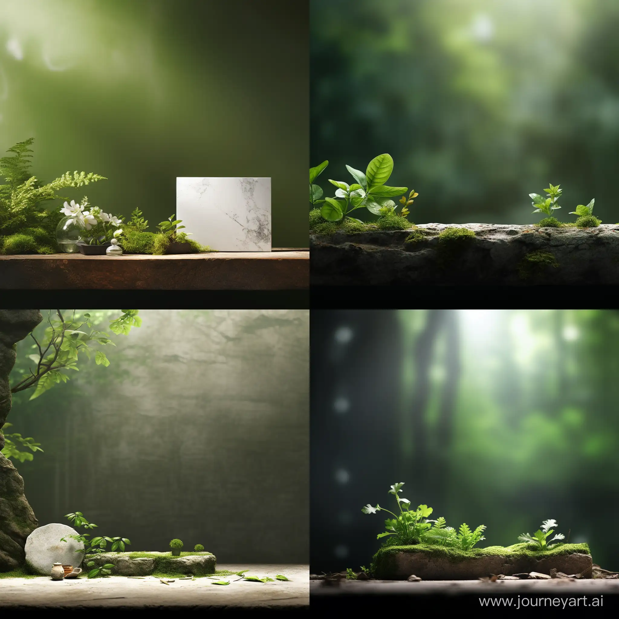 clean,realistic,no humans,ground,brick,leaf,white flowers,still life,moss,shadow,simple background,green theme,Gradient background,clean)),(Simple background),ultra realistic 8k cg,flawless,clean,masterpiece,professional artwork,famous artwork,cinematic lighting,