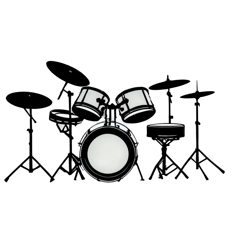 drum set in black and white color minmalistic for t shirt print