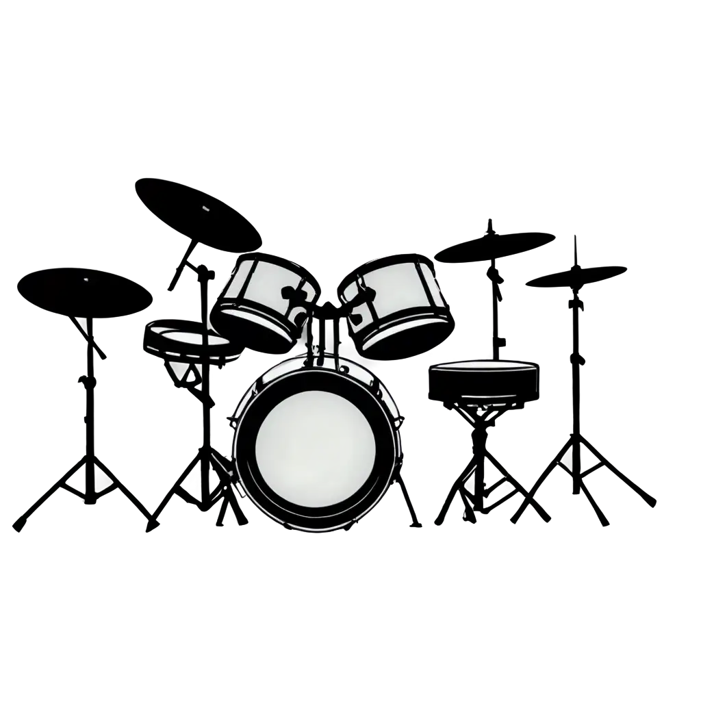 Minimalistic-Black-and-White-Drum-Set-PNG-Perfect-for-Stylish-TShirt-Prints